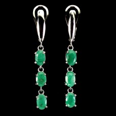 Сережки. Натуральний смарагд. Срібло 925. С6563
