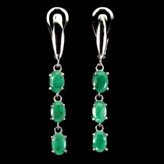 Сережки. Натуральний смарагд. Срібло 925. С6563