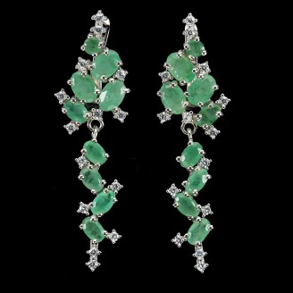 Сережки. Натуральний смарагд. Срібло 925. С6570