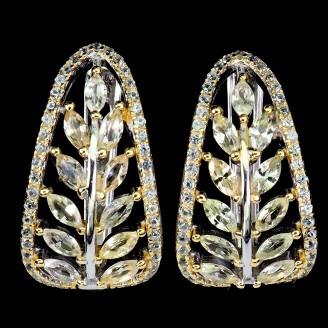 Сережки. Натуральний сапфір білий. Срібло 925. С6573