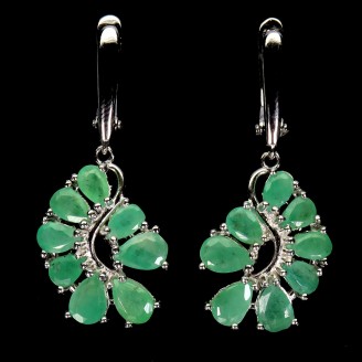 Сережки. Натуральний смарагд. Срібло 925. С6576