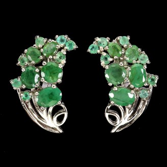 Сережки. Натуральний смарагд. Срібло 925. С6577