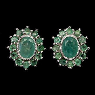 Сережки. Натуральний смарагд. Срібло 925. С6588