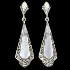 Сережки. Натуральний перламутр і марказит. Срібло 925. С6590