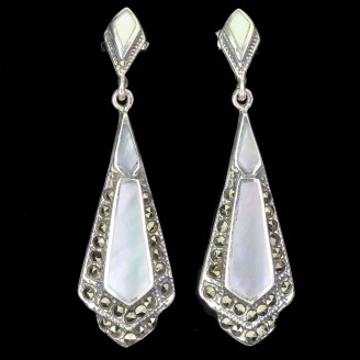 Сережки. Натуральний перламутр і марказит. Срібло 925. С6590
