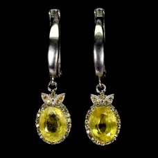 Сережки. Натуральний сапфір жовтий. Срібло 925. С6593