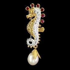 Брошка. Натуральний рубін і перл. Срібло 925. П6615