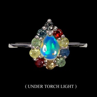 Каблучка. Натуральний опал і сапфір. Срібло 925. К6617