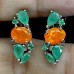 Сережки. Натуральний опал і смарагд. Срібло 925. С6620