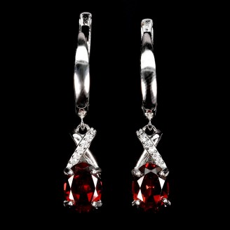 Сережки. Натуральний гранат. Срібло 925. С6621