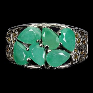 Каблучка. Натуральний смарагд і сапфір. Срібло 925. К6628