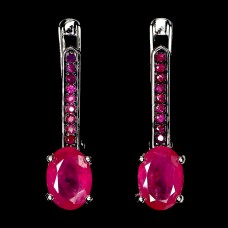 Сережки. Натуральний рубін. Срібло 925. С6638