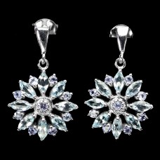 Сережки. Натуральний топаз і танзаніт. Срібло 925. С6639