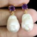 Сережки. Натуральний аметист і перл. Срібло 925. С6640