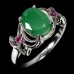 Каблучка. Натуральний смарагд і гранат родоліт. Срібло 925. К6644