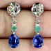 Сережки. Натуральний кіаніт, смарагд і сапфір. Срібло 925. С6645