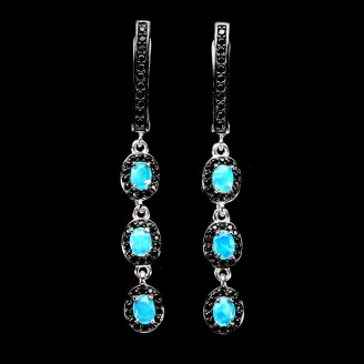 Сережки. Натуральний опал і шпінель. Срібло 925. С6647