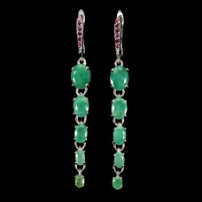 Сережки. Натуральний смарагд і гранат родоліт. Срібло 925. С6649