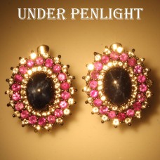 Сережки. Натуральний сапфір зірчастий і гранат родоліт. Срібло 925. С6652