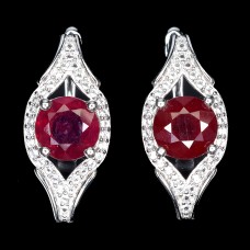 Сережки. Натуральний рубін і топаз білий. Срібло 925. С6678