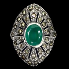 Каблучка. Натуральний авантюрин і марказит. Срібло 925. К6684