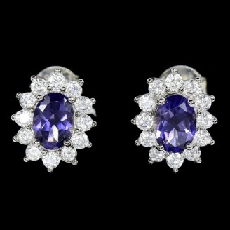 Сережки. Натуральний іоліт. Срібло 925. С6693