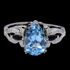 Каблучка. Натуральний топаз і сапфір. Срібло 925. К6699