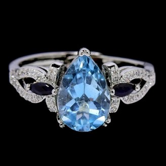 Каблучка. Натуральний топаз і сапфір. Срібло 925. К6699