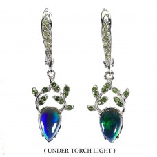 Сережки. Натуральний опал, хром діопсид і перидот. Срібло 925. С6705