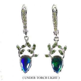 Сережки. Натуральний опал, хром діопсид і перидот. Срібло 925. С6705