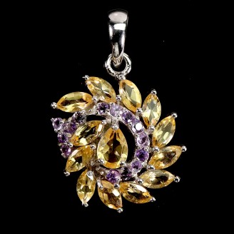 Підвіска. Натуральний цитрин і аметист. Срібло 925. П6710