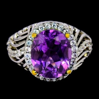 Каблучка. Натуральний аметист Срібло 925. К6714