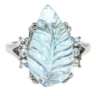 Каблучка. Натуральний аквамарин і топаз. Срібло 925. К6716