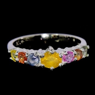 Каблучка. Натуральний сапфір мульти. Срібло 925. К6717