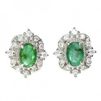 Сережки. Натуральний смарагд. Срібло 925. С6724
