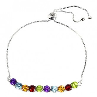 Браслет. Натуральний мультиколор. Латунь з покриттям білим золотом. Б6728