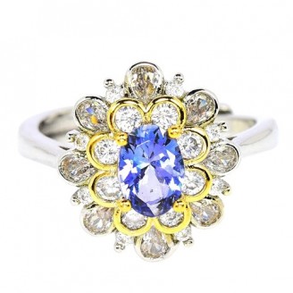 Каблучка. Натуральний танзаніт. Ювелірний сплав. К6730