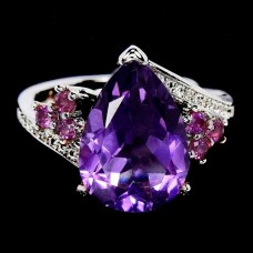 Каблучка. Натуральний аметист і гранат родоліт. Срібло 925. К6731