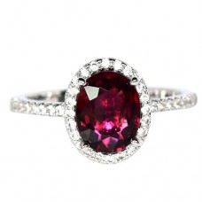 Каблучка. Натуральний гранат родоліт. Срібло 925. К6734