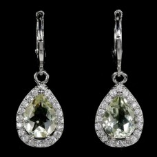 Сережки. Натуральний празіоліт. Срібло 925. С6736