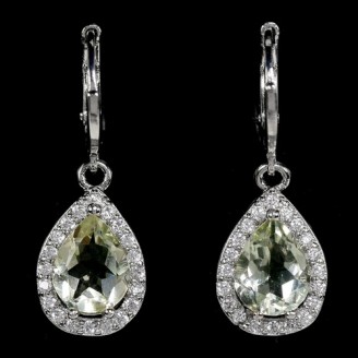 Сережки. Натуральний празіоліт. Срібло 925. С6736