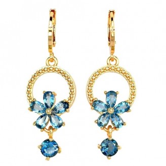 Сережки. Натуральний топаз лондон. Латунь покрита жовтим золотом. С6737