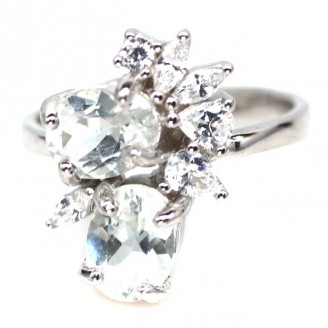 Каблучка. Натуральний топаз білий. Срібло 925. К6742