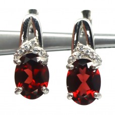 Сережки. Натуральний гранат. Срібло 925. С6747