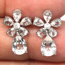 Сережки. Натуральний топаз білий. Срібло 925. С6748