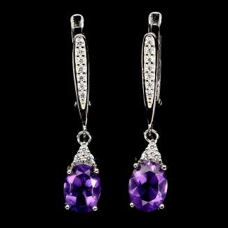 Сережки. Натуральний аметист. Срібло 925. С6752