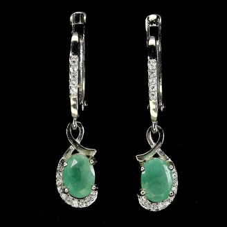 Сережки. Натуральний смарагд. Срібло 925. С6753