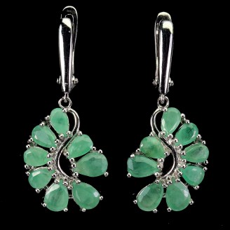 Сережки. Натуральний смарагд. Срібло 925. С6757