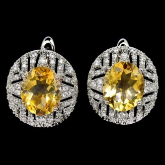 Сережки. Натуральний цитрин. Срібло 925. С6761