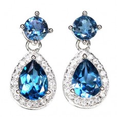 Сережки. Натуральний топаз Лондон. Срібло 925. С6762